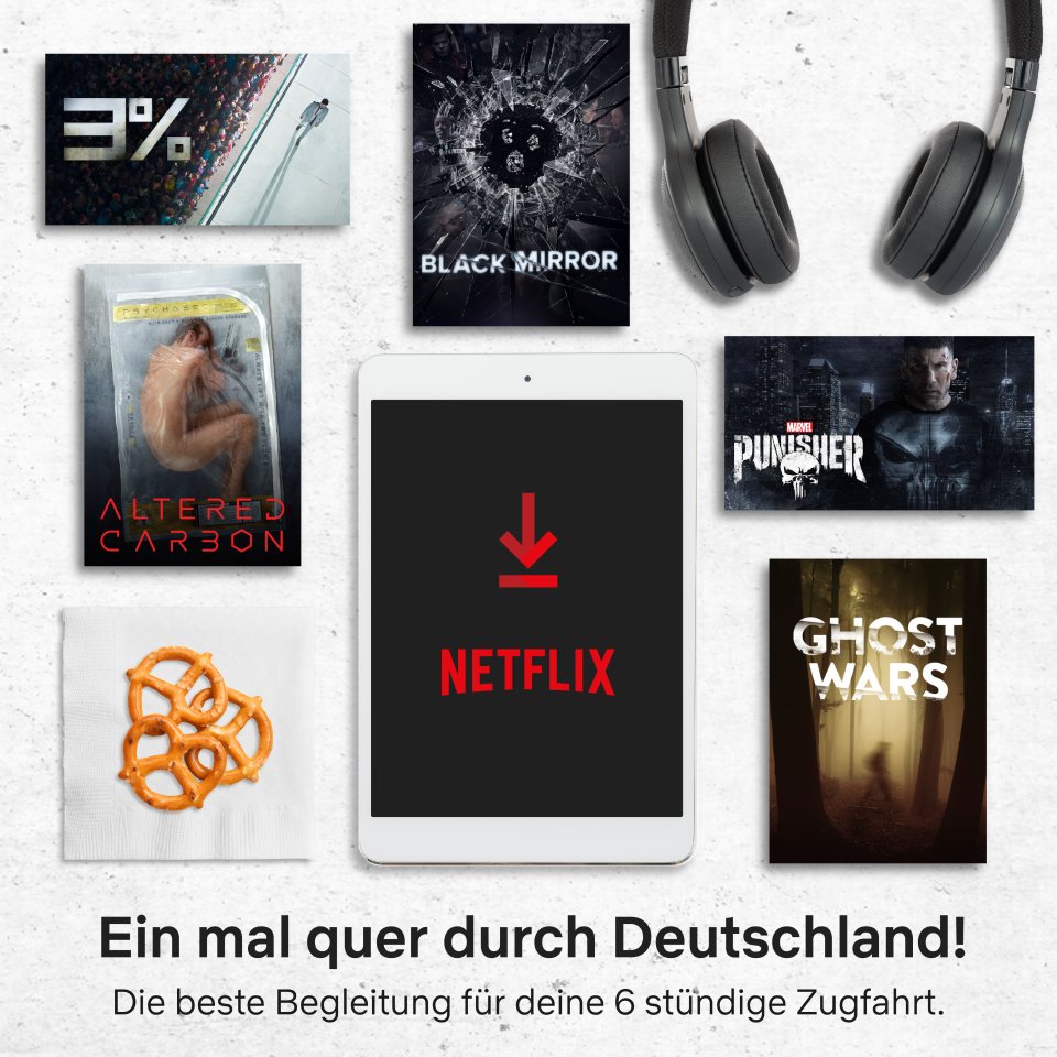 6 Stunden mit Netflix: Da passen die SciFi-Serien "Black Mirror", "The Punisher" oder "3%" hinein.