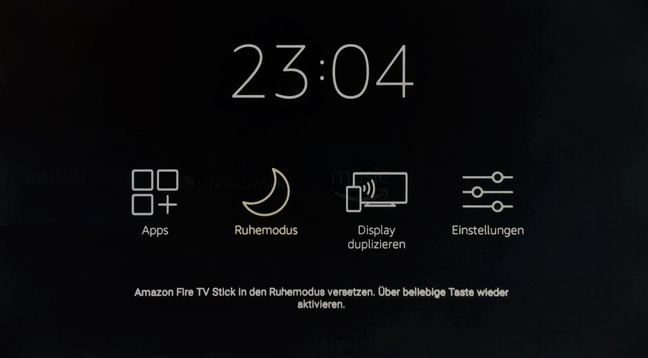 Bei den Schnellzugriffen findet ihr den Ruhemodus, mit dem sich der Amazon Fire TV ausschalten lässt.
