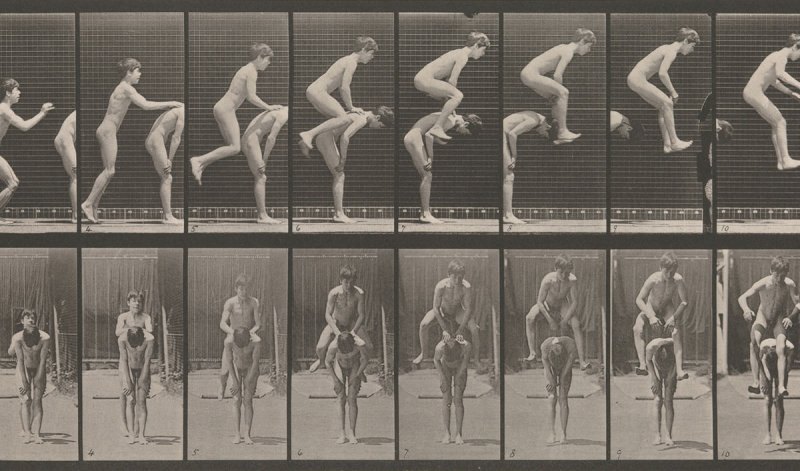 "Boys Playing Leapfrog" (1883-1886) des amerikanischen Erfinders Eadweard Muybridge