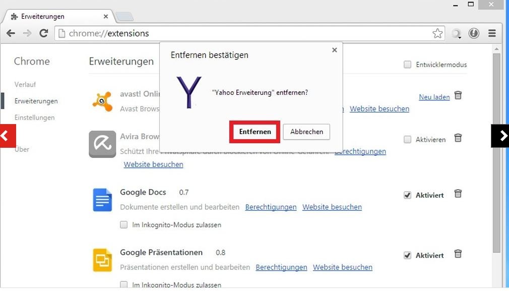 Toolbars in Chrome entfernen