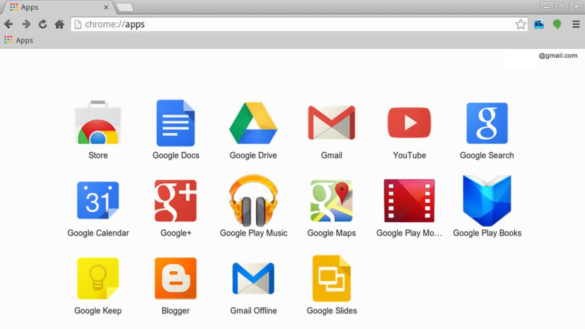 Chrome-Browser zeigt verschiedene Apps