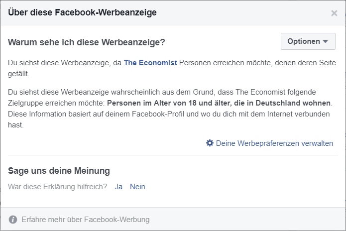 Erfahre, warum dir welche Werbung angezeigt wird.