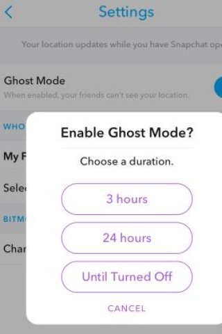 Unsichtbar sein, auch temporär, mit dem Geistmodus in der Snap Map von Snapchat.