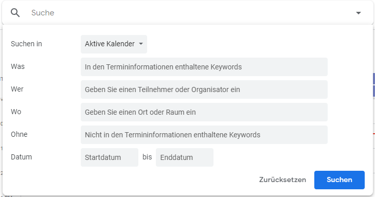 Die Suche kann leicht erweitert werden. 