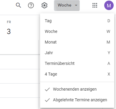 So blendest du das Wochenende bei Google Kalender aus. 