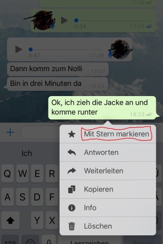 Die WhatsApp-Nachricht muss auf deinem iPhone markiert werden.