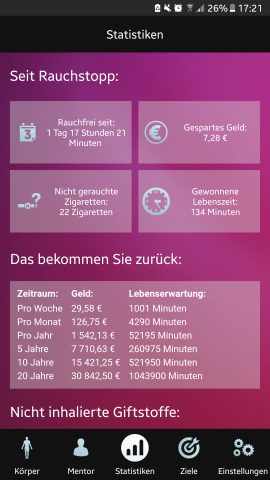 Alle deine statistische Daten erhältst du zu Beginn im Überblick.