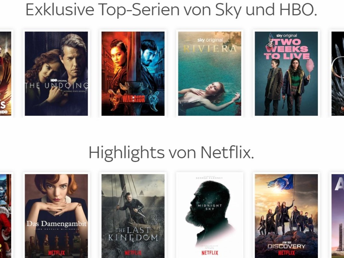 Verschiedene Serien-Cover von Sky- und Netflix-Serien.