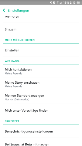 Stellt bei Snapchat ein, wer euch sehen und folgen kann. Stellt bei Snapchat ein, wer euch sehen und folgen kann.