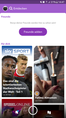 Über die Entdecken-Seite von Snapchat findet ihr Snaps von VIPs und Marken, die ihr auch abonnieren könnt. Über die Entdecken-Seite von Snapchat findet ihr Snaps von VIPs und Marken, die ihr auch abonnieren könnt.