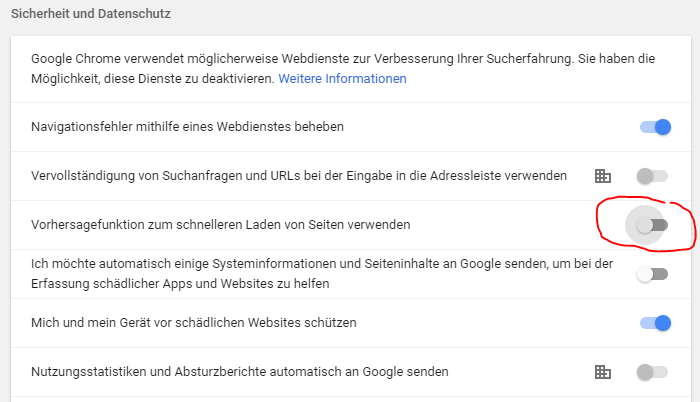 Um Vorhersagen deiner weiteren Schritte zu unterbinden, musst du die entsprechende Funktion in den Browser-Einstellungen einfach ausschalten.