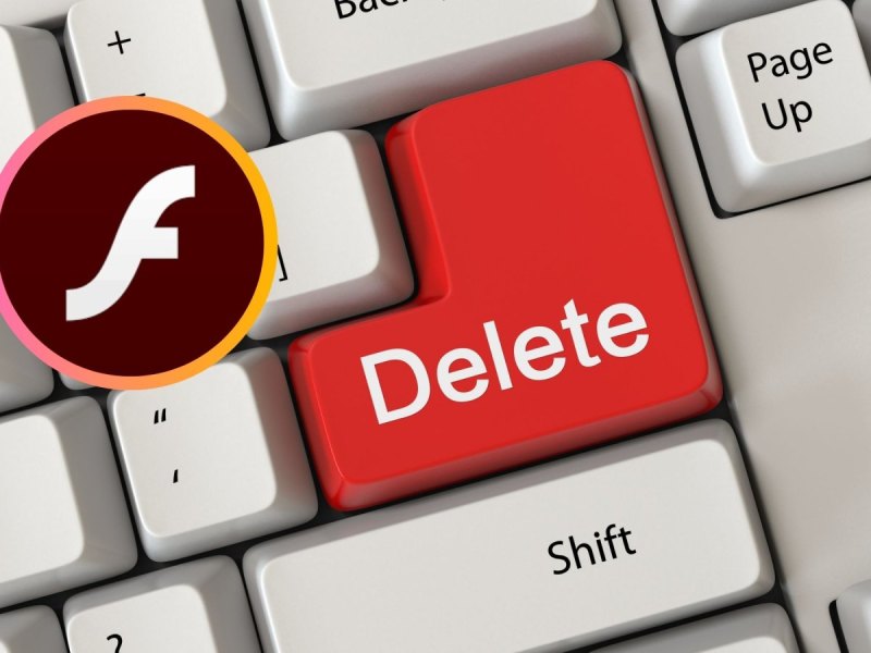 Delete-Taste und Adobe Flash-Logo