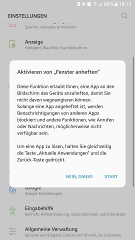 Um die Nutzung deines Smartphones für andere einzuschränken, hefte einfach eine App an den Bildschirm.