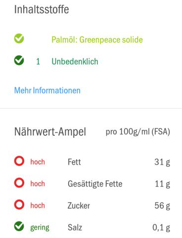 Codecheck zeigt dir auch an, welche Produkte palmölfrei, glutenfrei, vegan oder vegetarisch sind.