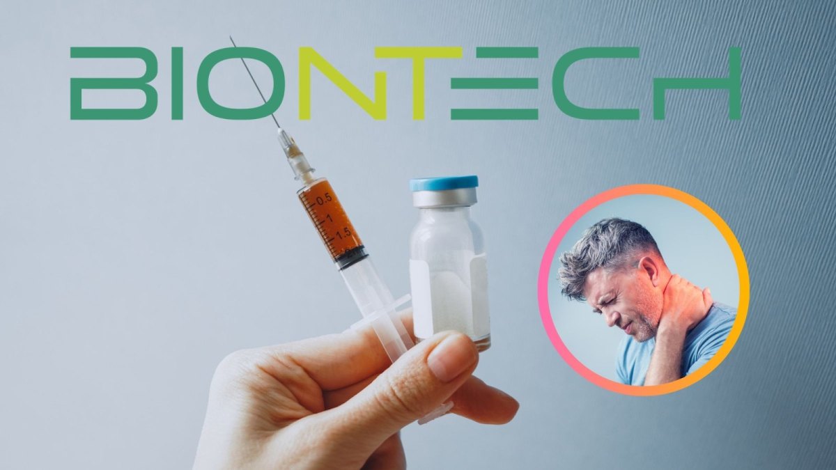 Corona-Impfstoff von Biontech und ein Mann mit Schmerzen