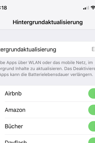 Schaltet die Hintergrundaktualisierungen aus und spart so mehr Datenvolumen.