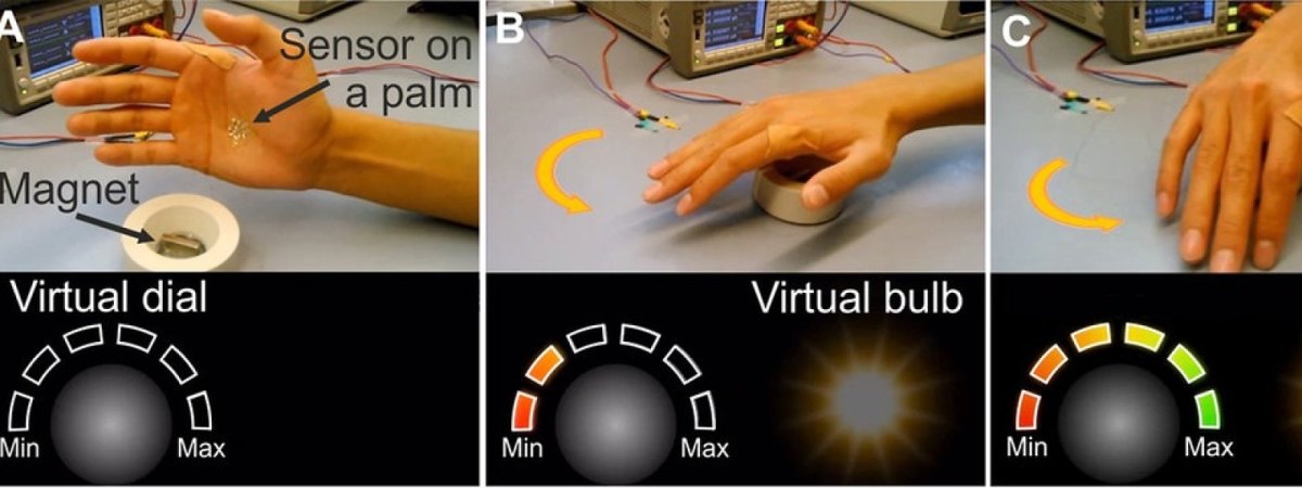 Aufnahmen aus dem Labor zeigen Tests mit der "e-skin".