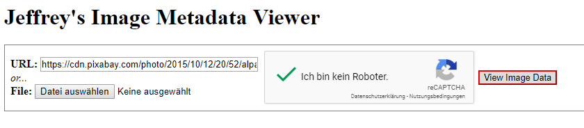 Über EXIF Viewer könnt ihr, sofern vorhanden, die Metadaten eines Bildes in Erfahrung bringen.