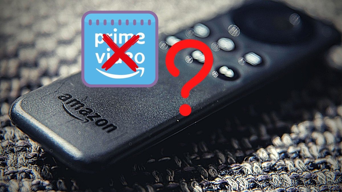 Fire TV Stick-Fernbedienung und das Prime-Video-Logo durchgestrichen.