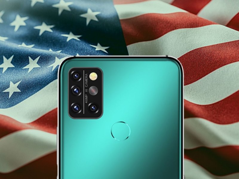 Umidigi A9 Pro vor einer US-Flagge