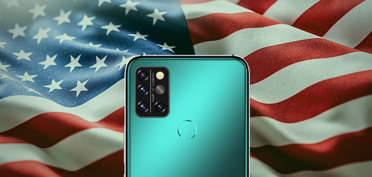 Umidigi A9 Pro vor einer US-Flagge