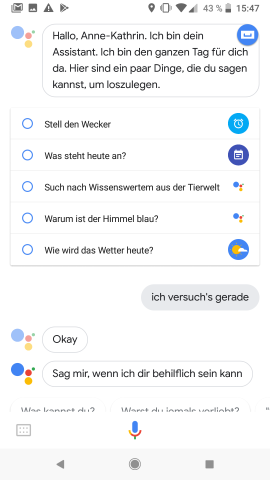 Ist der Google Assistant installiert, könnt ihr ganz einfach loslegen.