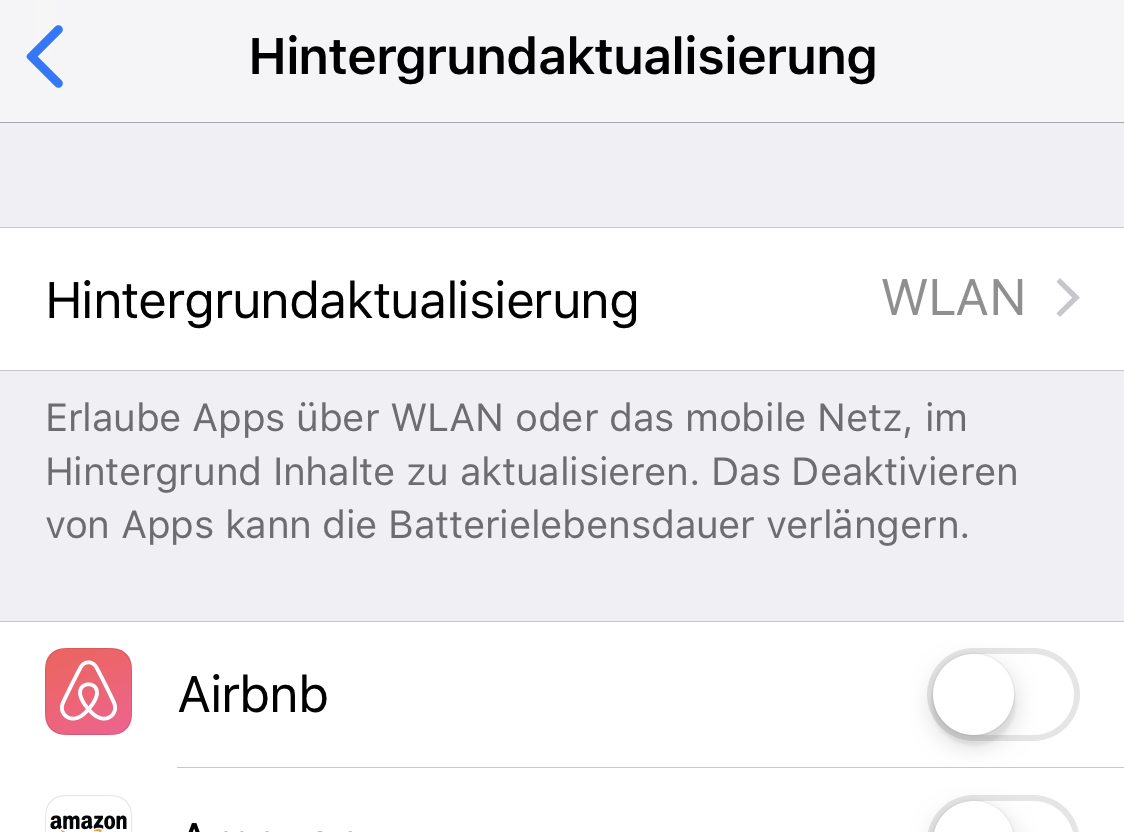 Spart iPhone-Akku, indem ihr die Hintergrundaktualisierungen der Apps deaktiviert.