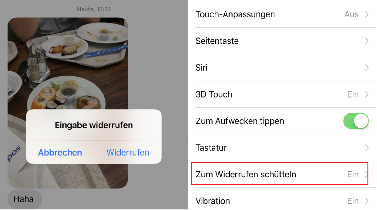 Einfach das iPhone schütteln und du kannst die Eingabe widerrufen.