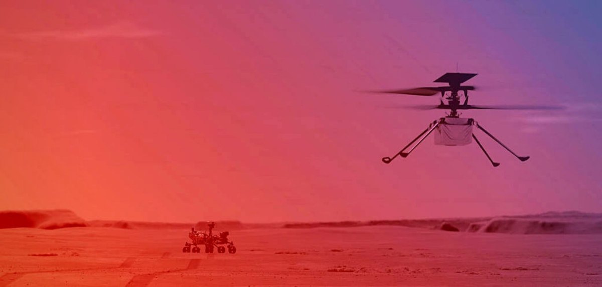 Eine Illustration des Ingenuity Helicopters der NASA