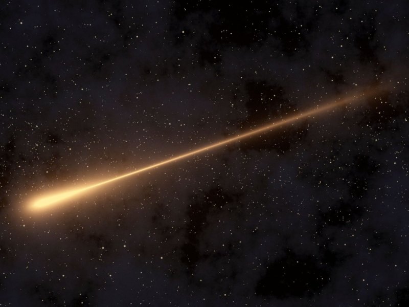 Meteorit mit Feuerschweif am Himmel