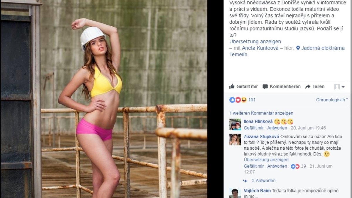 Screenshot des Bikini-Shootings mit dem das AKW Temelin um Praktikantinnen wirbt