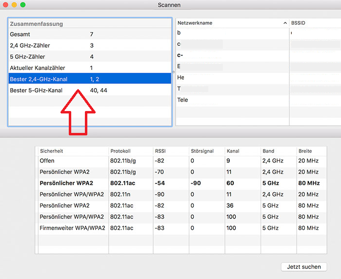Mit eurem Mac könnt ihr direkt selbst schauen, welcher WLAN-Kanal sich am besten eignet.