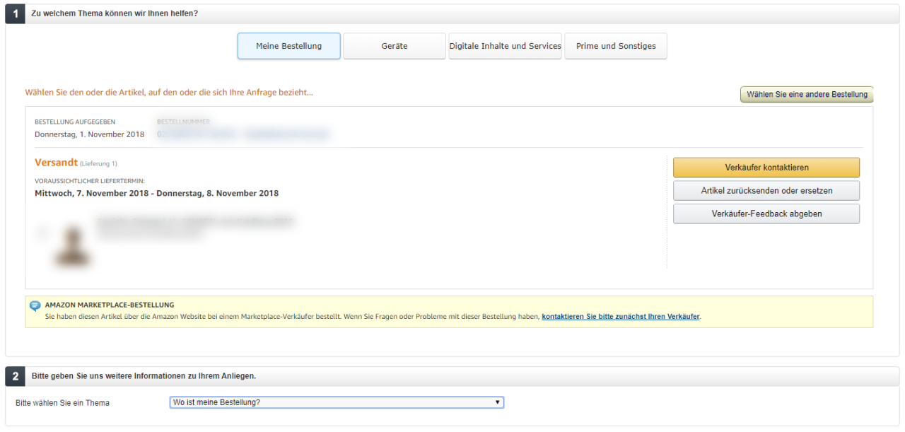 Der letzte Schritt vor der Verzweiflung: Kontaktiere Amazon direkt.