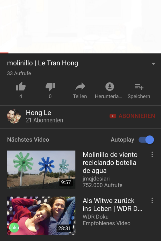 In der YouTube-App könnt ihr im unteren Bereich "Nächstes Video" die Autoplay-Funktion ausschalten.