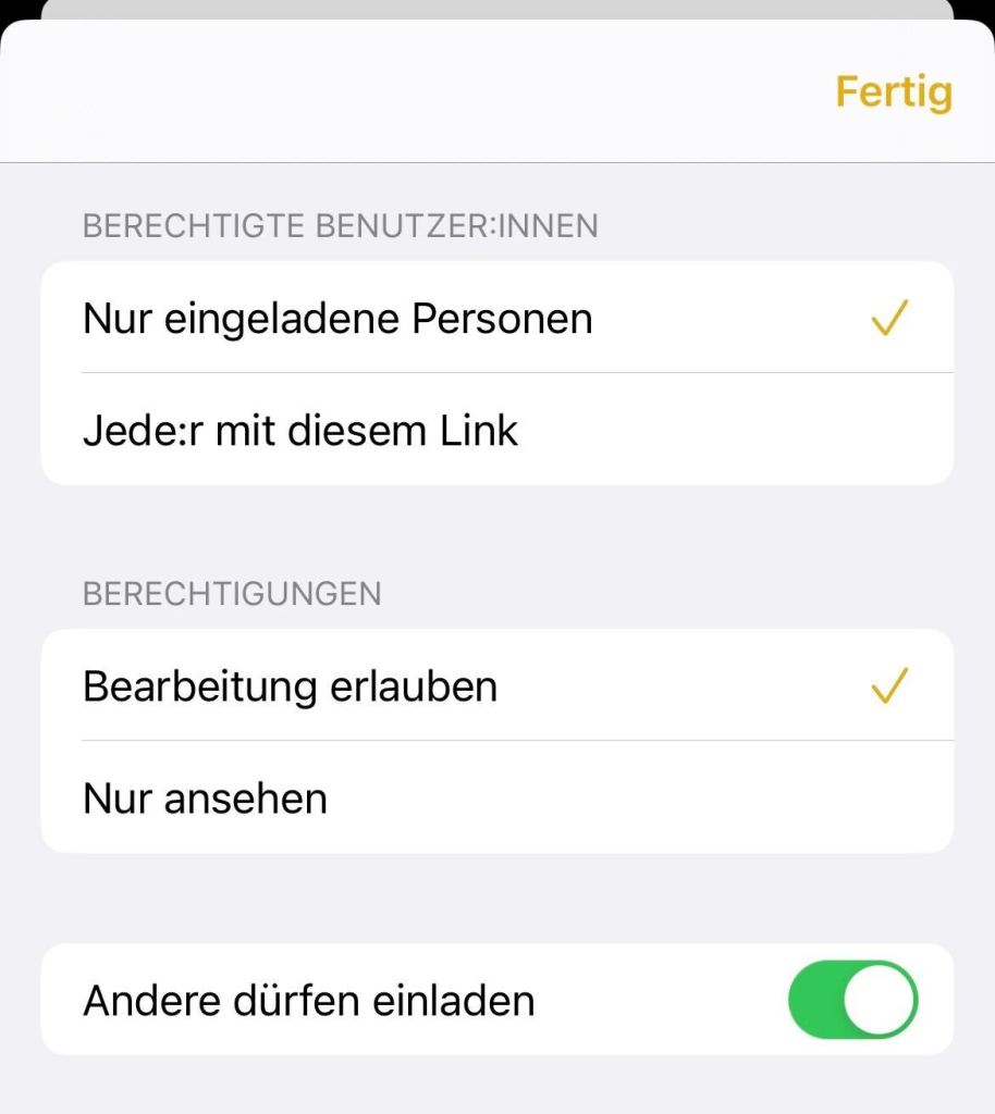 Screenshot Notizen Anwendung