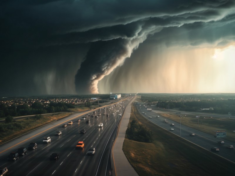 Tornado über einer Stadt