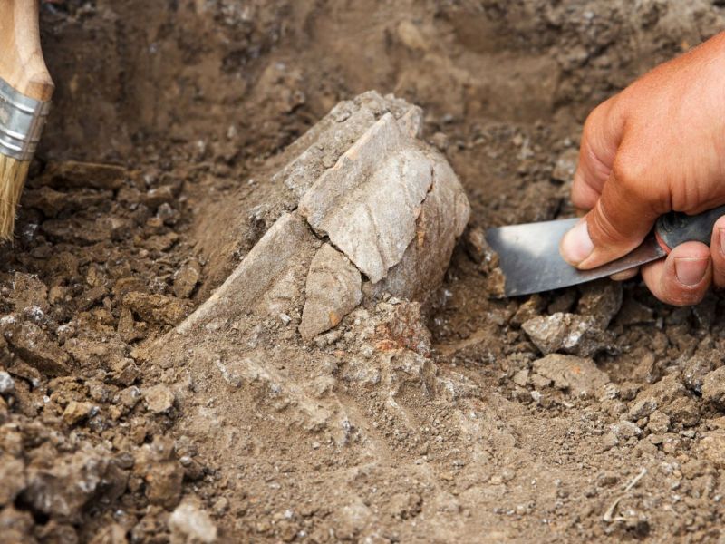 Foto einer archÃ¤ologischen Ausgrabung.