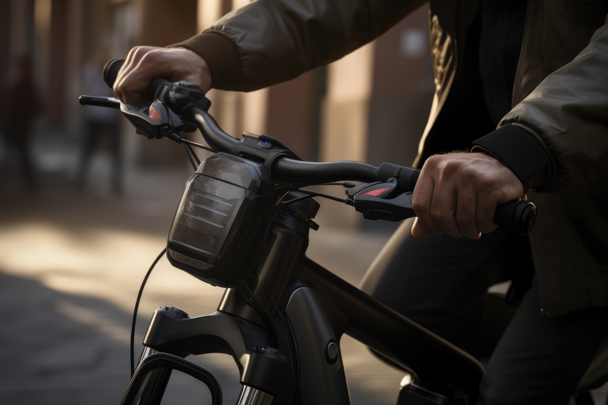 Ein Mann sitzt auf einem E-Bike