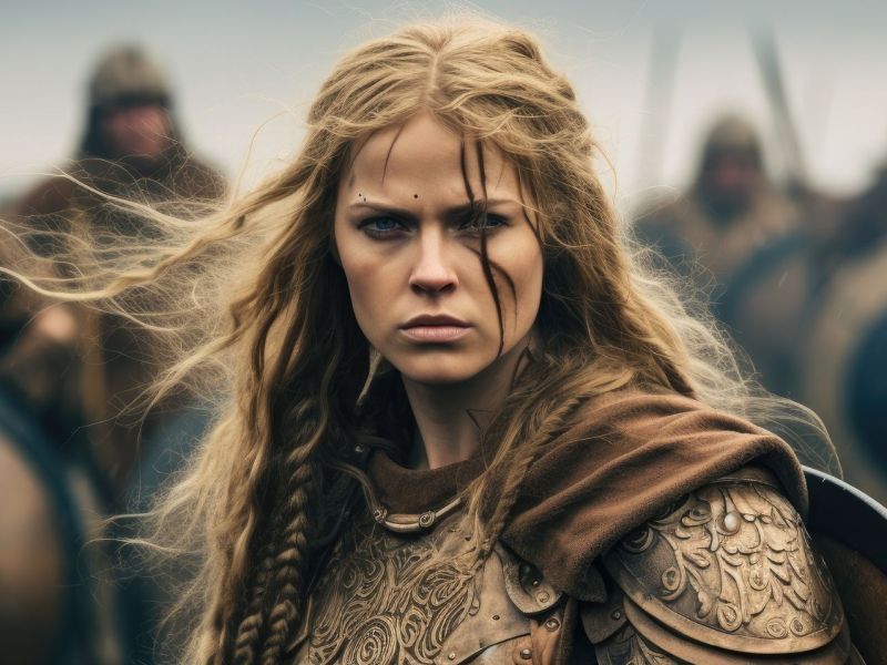 Wikinger Frau schaut grimmig
