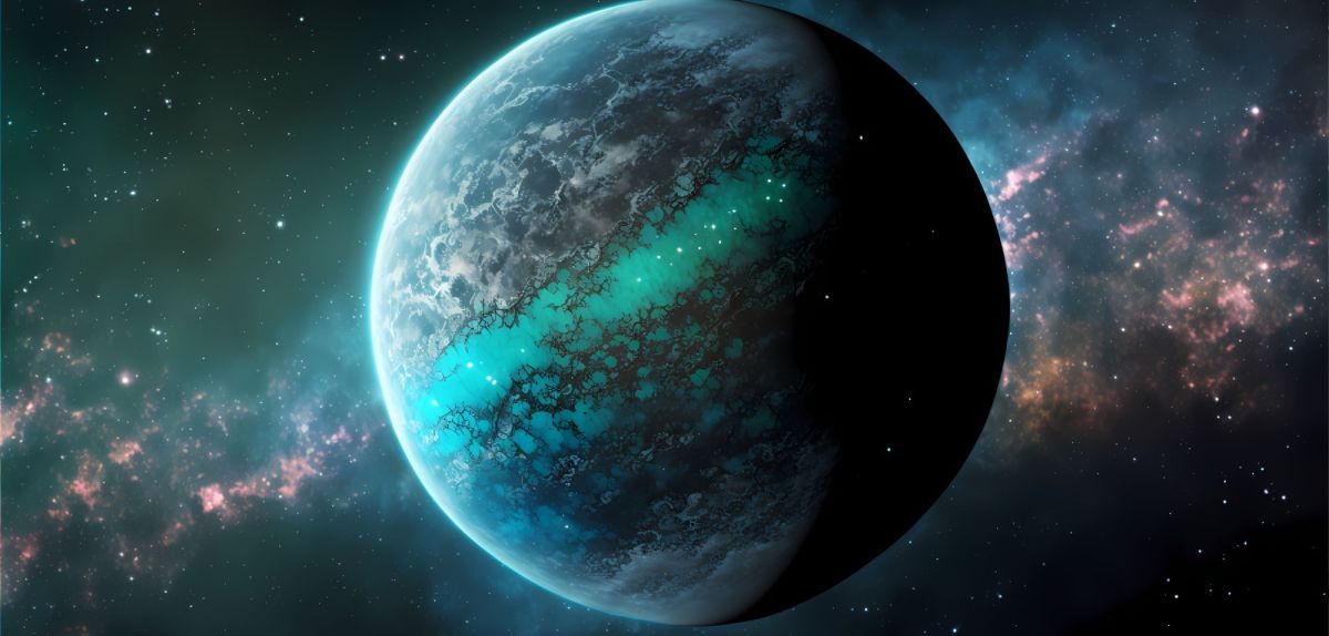 Grafische Darstellung eines Exoplaneten.