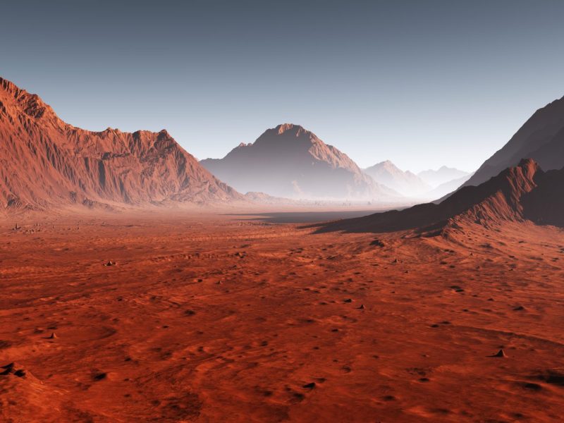 Ansicht einer Landschaft auf dem Mars.