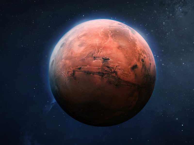 Mars im Weltall. (Computer-gestÃ¼tzte Aufnahme)