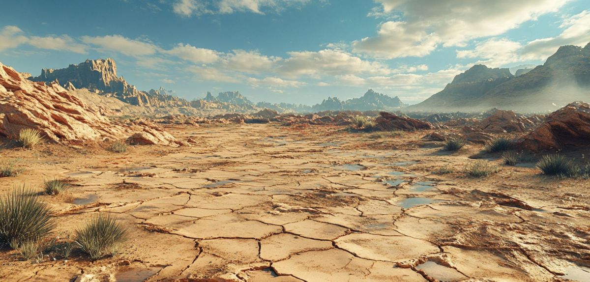 Wüstenlandschaft als archäologischer Fund (KI-generiertes Bild)