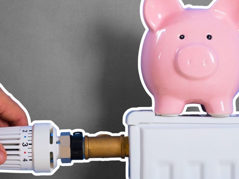 Sparschwein auf einem Heizkörper
