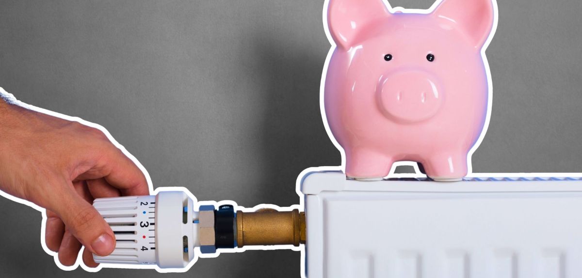 Sparschwein auf einem Heizkörper