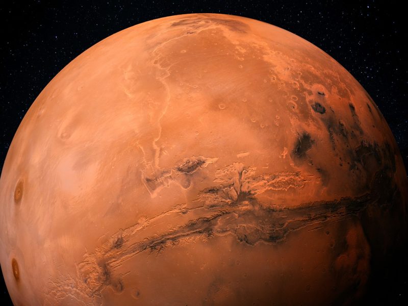 Ansicht vom Mars im Weltall.