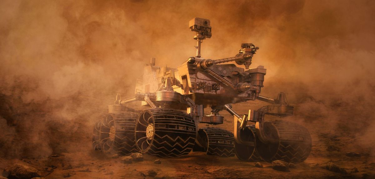 Mars-Rover in einem Staubsturm
