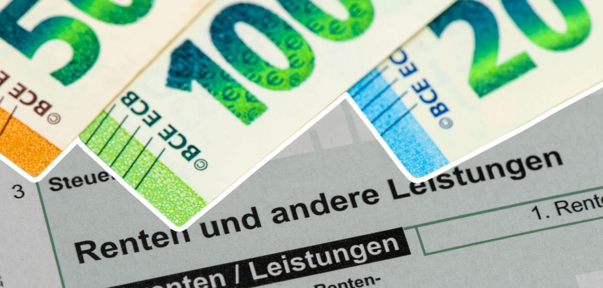 Euroschreine über einer Steuererklärung.