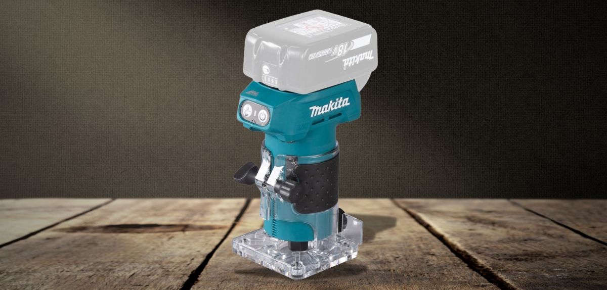 Makita-Kantenfräse auf Tisch.