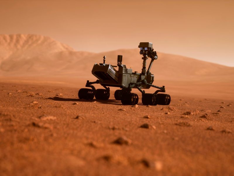 Rover auf dem Mars (3D-Render).